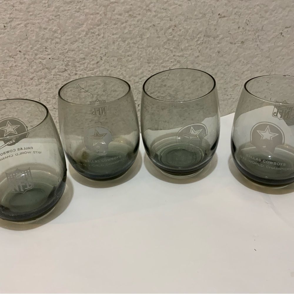 VTG Dallas Cowboys NFL 1972 World Champions glass cocktail tinted set of 4